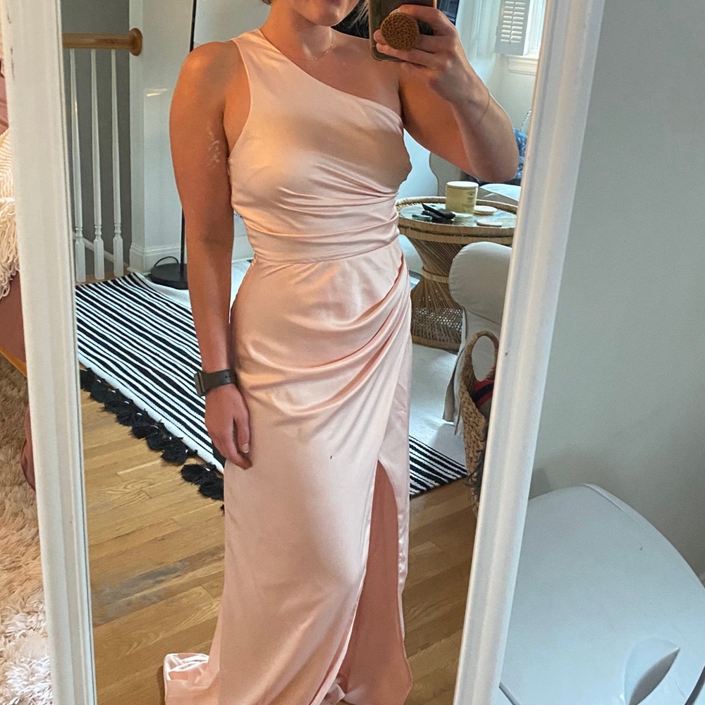 SUPER cute blush dress. Perfect condition, worn once, just needs dry cleaned.